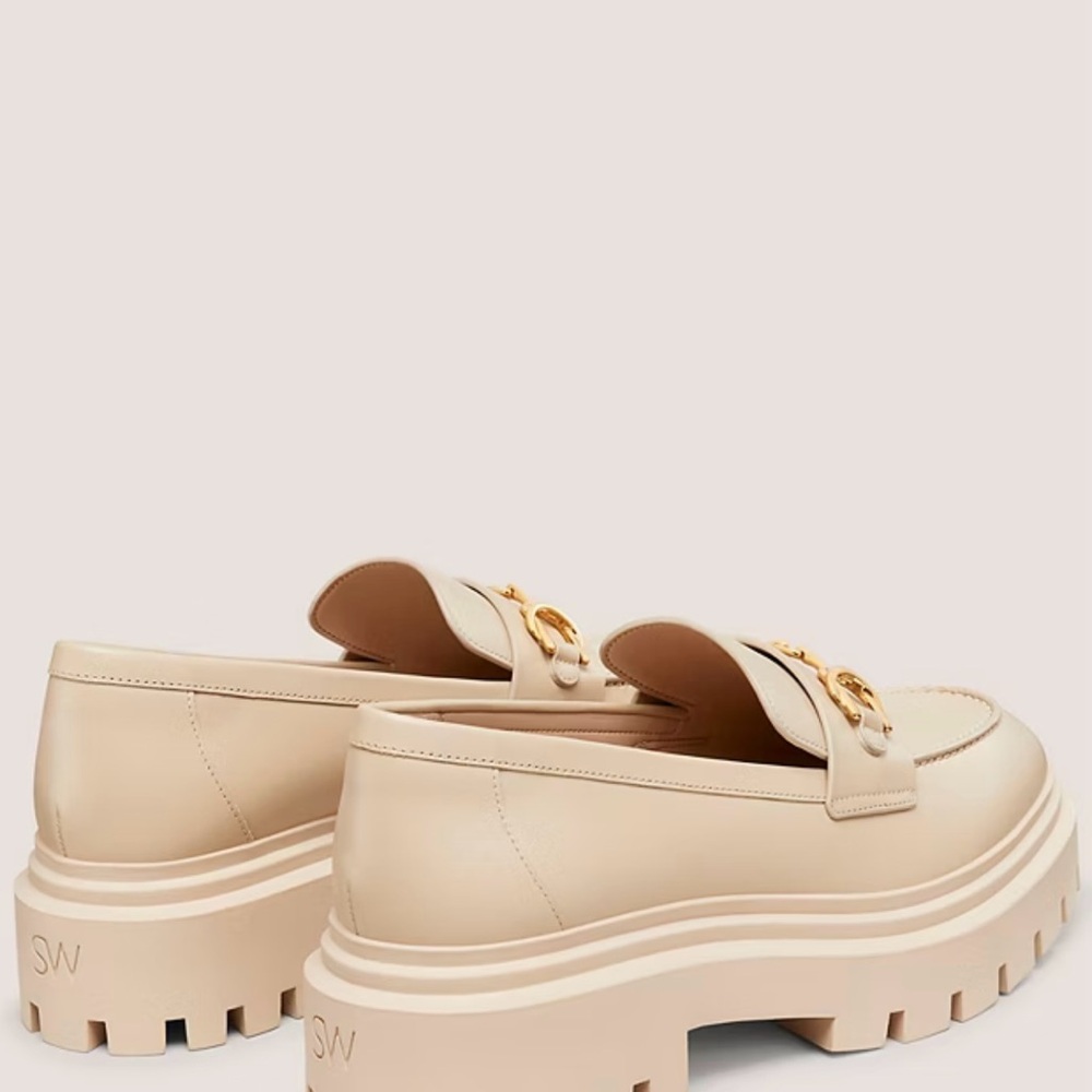 Stuart Weitzman Cream Flats with Chunky Sole and Gold Accent